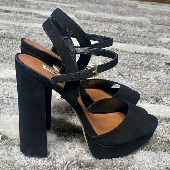 Steve Madden Kierra black chunky platform heels size 10 - Picture 11 of 13